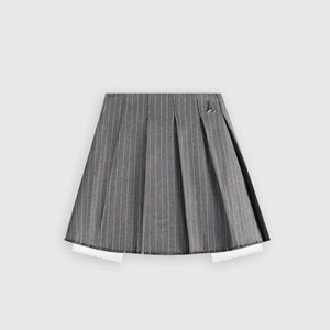 Grey Pinstripe Pleated Women's Skirt Maniere de Voir US2 NWT